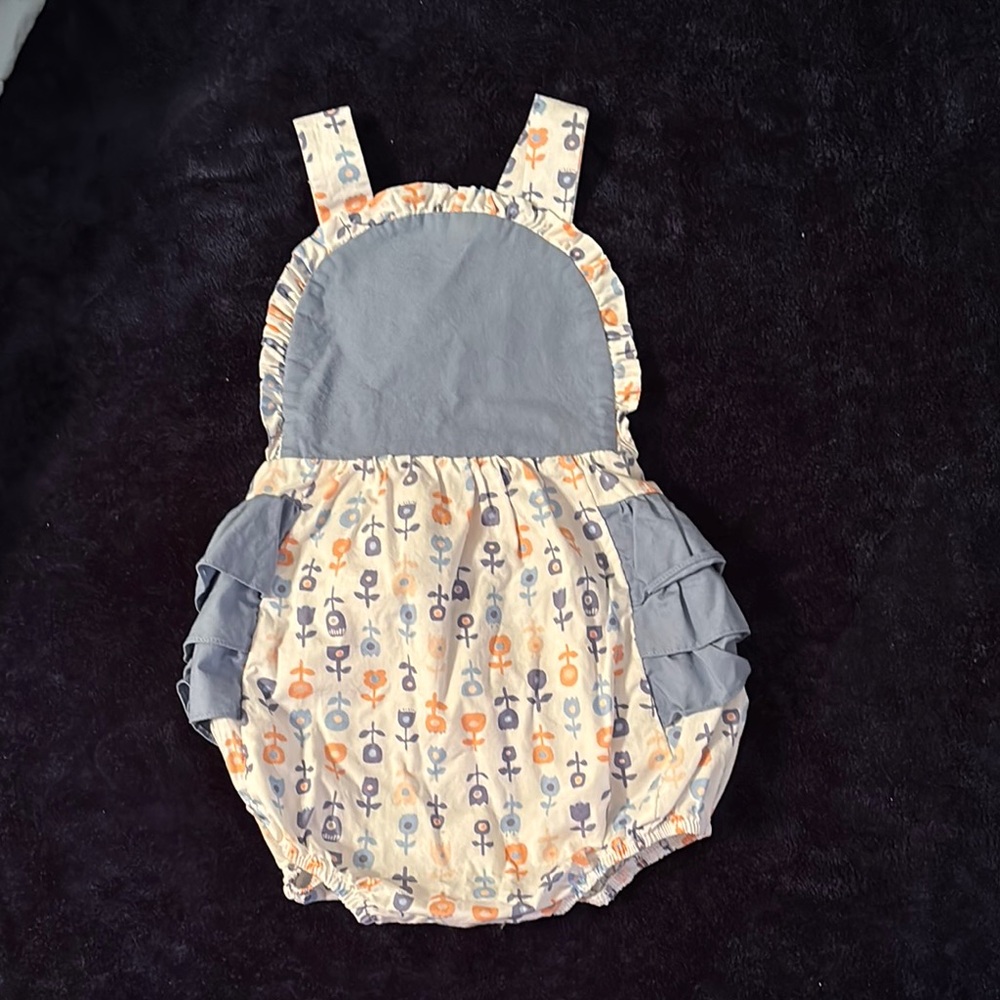 Adorable Gray and Patterned Baby Romper